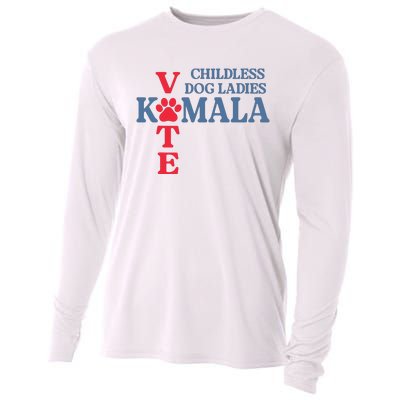 Childless Dog Ladies Vote For Kamala Harris 2024 Dog Lady Cooling Performance Long Sleeve Crew