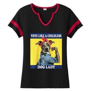 Childless Dog Lady Is Voting Kamala Election Usa 2024 Raglan Ladies Halftime Notch Neck Tee