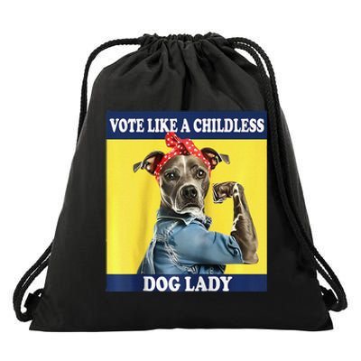 Childless Dog Lady Is Voting Kamala Election Usa 2024 Raglan Drawstring Bag