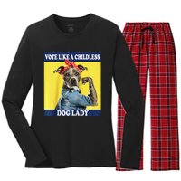 Childless Dog Lady Is Voting Kamala Election Usa 2024 Raglan Women's Long Sleeve Flannel Pajama Set 