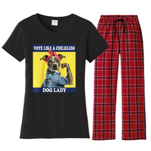 Childless Dog Lady Is Voting Kamala Election Usa 2024 Raglan Women's Flannel Pajama Set