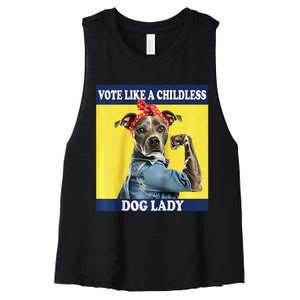 Childless Dog Lady Is Voting Kamala Election Usa 2024 Raglan Women's Racerback Cropped Tank