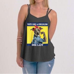 Childless Dog Lady Is Voting Kamala Election Usa 2024 Raglan Women's Strappy Tank