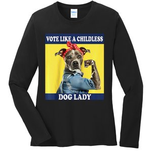 Childless Dog Lady Is Voting Kamala Election Usa 2024 Raglan Ladies Long Sleeve Shirt