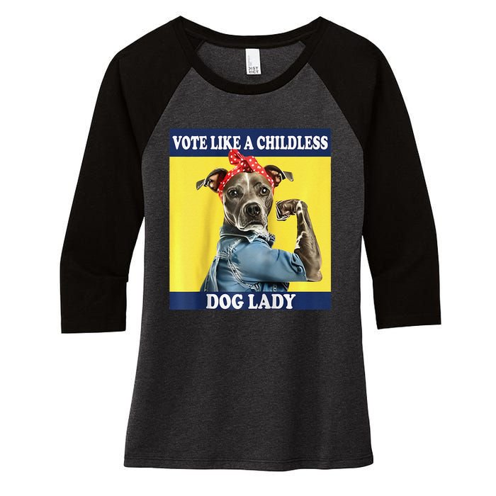 Childless Dog Lady Is Voting Kamala Election Usa 2024 Raglan Women's Tri-Blend 3/4-Sleeve Raglan Shirt