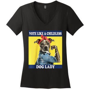 Childless Dog Lady Is Voting Kamala Election Usa 2024 Raglan Women's V-Neck T-Shirt