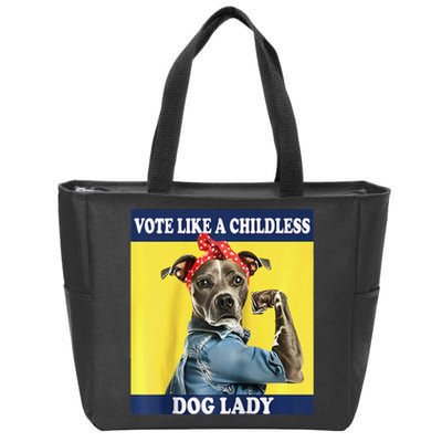 Childless Dog Lady Is Voting Kamala Election Usa 2024 Raglan Zip Tote Bag