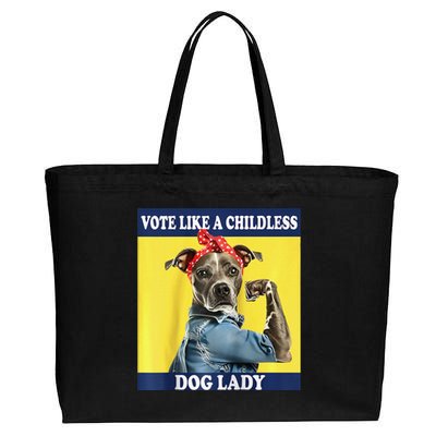 Childless Dog Lady Is Voting Kamala Election Usa 2024 Raglan Cotton Canvas Jumbo Tote