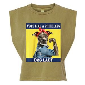 Childless Dog Lady Is Voting Kamala Election Usa 2024 Raglan Garment-Dyed Women's Muscle Tee