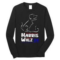 Cat Dog Ladies For Kamala 2024 President Kamala Harris Walz Long Sleeve Shirt