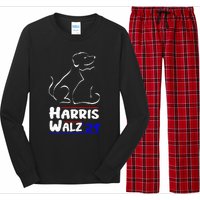 Cat Dog Ladies For Kamala 2024 President Kamala Harris Walz Long Sleeve Pajama Set