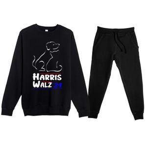 Cat Dog Ladies For Kamala 2024 President Kamala Harris Walz Premium Crewneck Sweatsuit Set