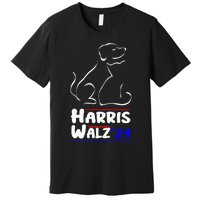 Cat Dog Ladies For Kamala 2024 President Kamala Harris Walz Premium T-Shirt