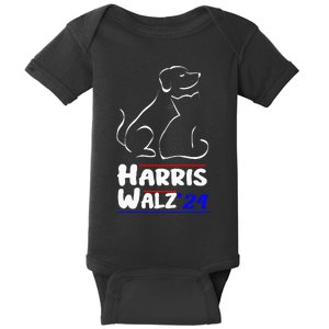 Cat Dog Ladies For Kamala 2024 President Kamala Harris Walz Baby Bodysuit