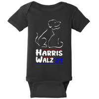 Cat Dog Ladies For Kamala 2024 President Kamala Harris Walz Baby Bodysuit