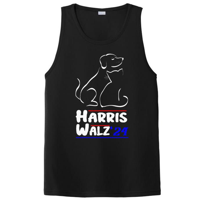 Cat Dog Ladies For Kamala 2024 President Kamala Harris Walz PosiCharge Competitor Tank