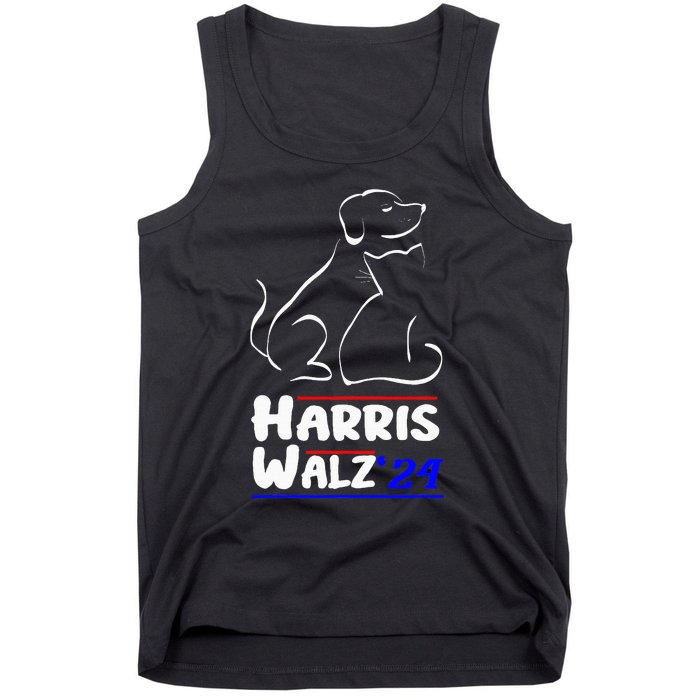 Cat Dog Ladies For Kamala 2024 President Kamala Harris Walz Tank Top