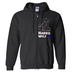 Cat Dog Ladies For Kamala 2024 President Kamala Harris Walz Full Zip Hoodie