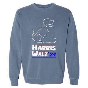 Cat Dog Ladies For Kamala 2024 President Kamala Harris Walz Garment-Dyed Sweatshirt