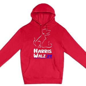 Cat Dog Ladies For Kamala 2024 President Kamala Harris Walz Premium Pullover Hoodie