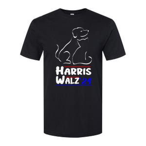 Cat Dog Ladies For Kamala 2024 President Kamala Harris Walz Softstyle CVC T-Shirt