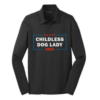 Childless Dog Lady Is Voting Kamala Election Usa 2024 Silk Touch Performance Long Sleeve Polo