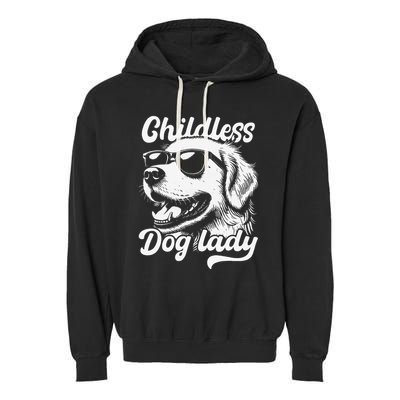 Childless Dog Lady Funny Dog Lover Meme Garment-Dyed Fleece Hoodie