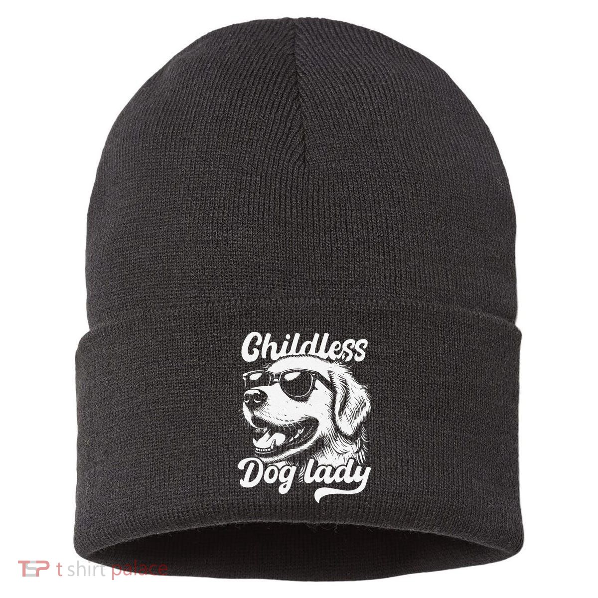 Childless Dog Lady Funny Dog Lover Meme Sustainable Knit Beanie