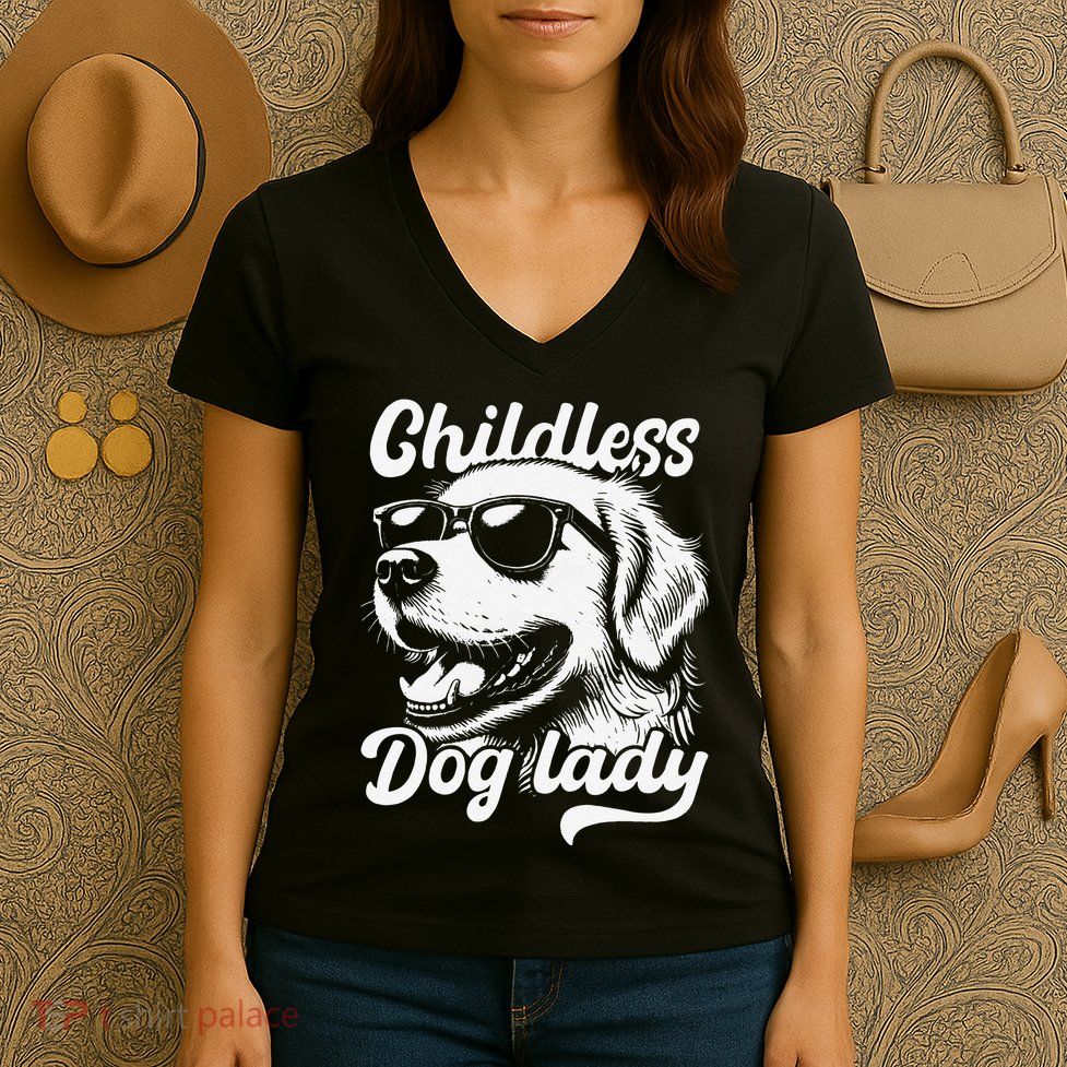 Childless Dog Lady Funny Dog Lover Meme Women's V-Neck T-Shirt