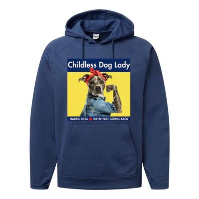 Childless Dog Lady Is Voting Kamala Election Usa 2024 Performance Fleece Hoodie