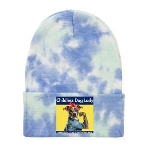 Childless Dog Lady Is Voting Kamala Election Usa 2024 Tie Dye 12in Knit Beanie