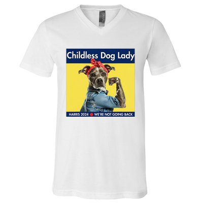 Childless Dog Lady Is Voting Kamala Election Usa 2024 V-Neck T-Shirt