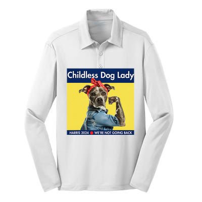 Childless Dog Lady Is Voting Kamala Election Usa 2024 Silk Touch Performance Long Sleeve Polo