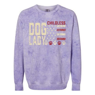 Childless Dog Lady Vote 2024 Us Flag Democratic President Colorblast Crewneck Sweatshirt