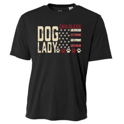 Childless Dog Lady Vote 2024 Us Flag Democratic President Cooling Performance Crew T-Shirt