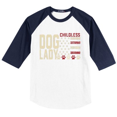 Childless Dog Lady Vote 2024 Us Flag Democratic President Baseball Sleeve Shirt