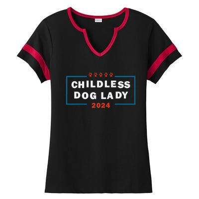 Childless Dog Lady Is Voting Kamala Election Usa 2024 Pro Democrat Ladies Halftime Notch Neck Tee