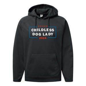 Childless Dog Lady Is Voting Kamala Election Usa 2024 Pro Democrat Performance Fleece Hoodie