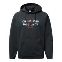 Childless Dog Lady Is Voting Kamala Election Usa 2024 Pro Democrat Performance Fleece Hoodie