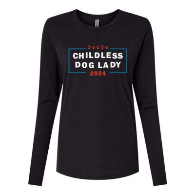 Childless Dog Lady Is Voting Kamala Election Usa 2024 Pro Democrat Womens Cotton Relaxed Long Sleeve T-Shirt