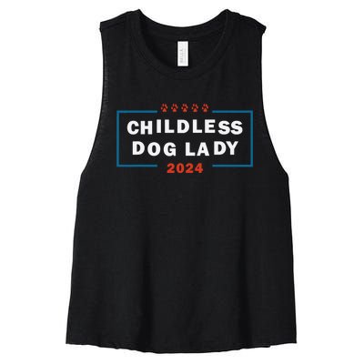 Childless Dog Lady Is Voting Kamala Election Usa 2024 Pro Democrat Women's Racerback Cropped Tank