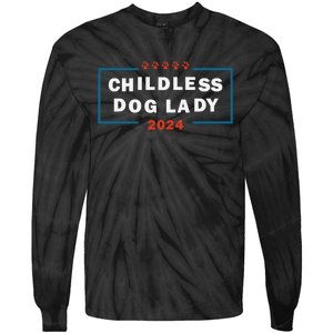 Childless Dog Lady Is Voting Kamala Election Usa 2024 Pro Democrat Tie-Dye Long Sleeve Shirt