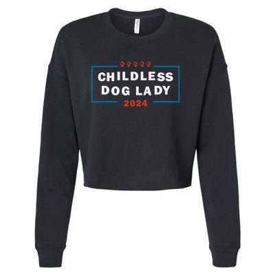 Childless Dog Lady Is Voting Kamala Election Usa 2024 Pro Democrat Cropped Pullover Crew