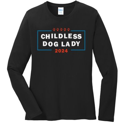 Childless Dog Lady Is Voting Kamala Election Usa 2024 Pro Democrat Ladies Long Sleeve Shirt