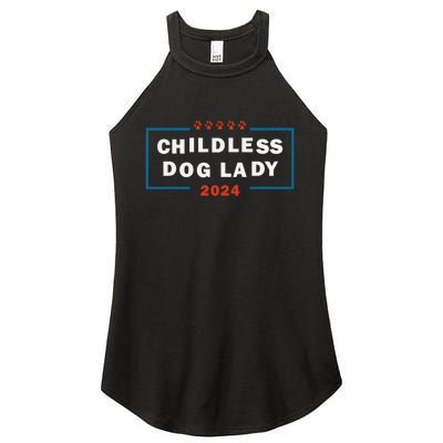 Childless Dog Lady Is Voting Kamala Election Usa 2024 Pro Democrat Women's Perfect Tri Rocker Tank