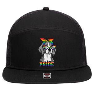 Cute Dog Lover Puppy Owner Beagle Mom Dad Gay Lesbian LGBT 7 Panel Mesh Trucker Snapback Hat