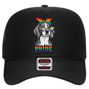 Cute Dog Lover Puppy Owner Beagle Mom Dad Gay Lesbian LGBT High Crown Mesh Back Trucker Hat