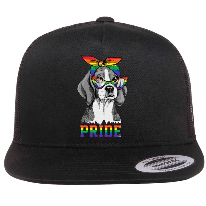 Cute Dog Lover Puppy Owner Beagle Mom Dad Gay Lesbian LGBT Flat Bill Trucker Hat