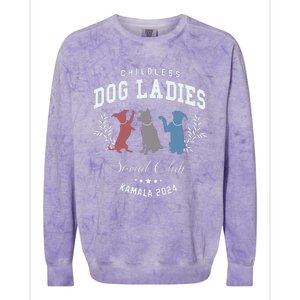 Childless Dog Lady Social Club President Kamala Harris 2024 Colorblast Crewneck Sweatshirt