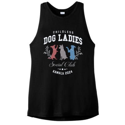 Childless Dog Lady Social Club President Kamala Harris 2024 Ladies PosiCharge Tri-Blend Wicking Tank